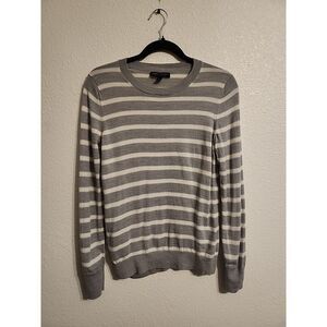 Banana Republic Women's 100%‎ Merino Wool Striped Grey Sweater Medium